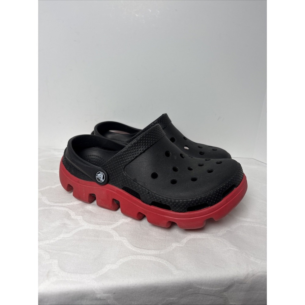 Crocs Duet Sports Clog Black Red Women Size 9 Mule Water Beach Terrain Shoes